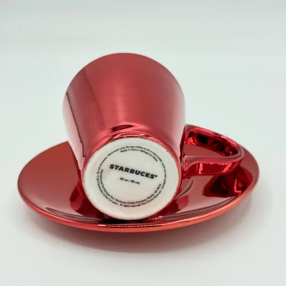 Starbucks | 2013 Silver & Red Mini Holiday Mug Plate Demi Espresso Set - Picture 9 of 11